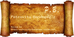 Petrovity Bendegúz névjegykártya